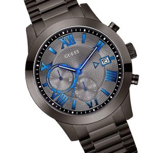 Guess Atlas Quartz Grey Dial Grey Steel Strap Watch For Men - W0668G2 Buy Now By Guess