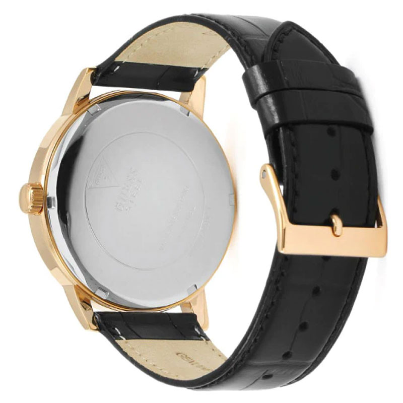 Guess Delancy Quartz Silver Dial Black Leather Strap Watch For Men - W0870G2 Buy Now By Guess