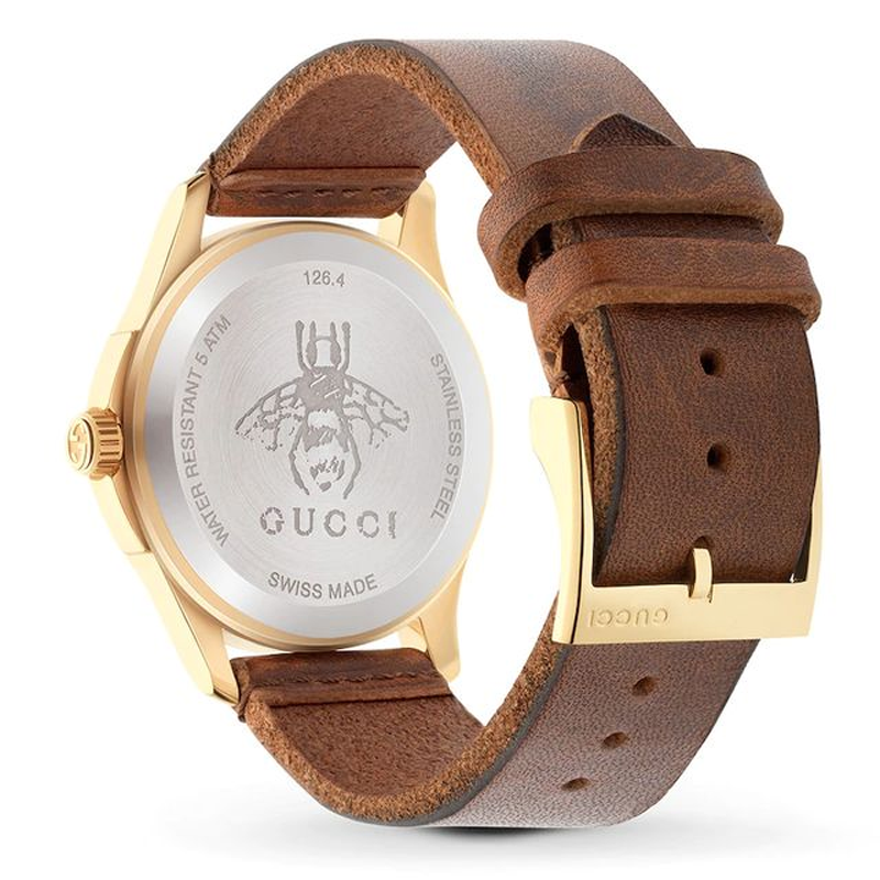 Gucci G Timeless Quartz Green & Red Dial Brown Leather Strap Watch For Men - YA126451 Buy Now By Gucci