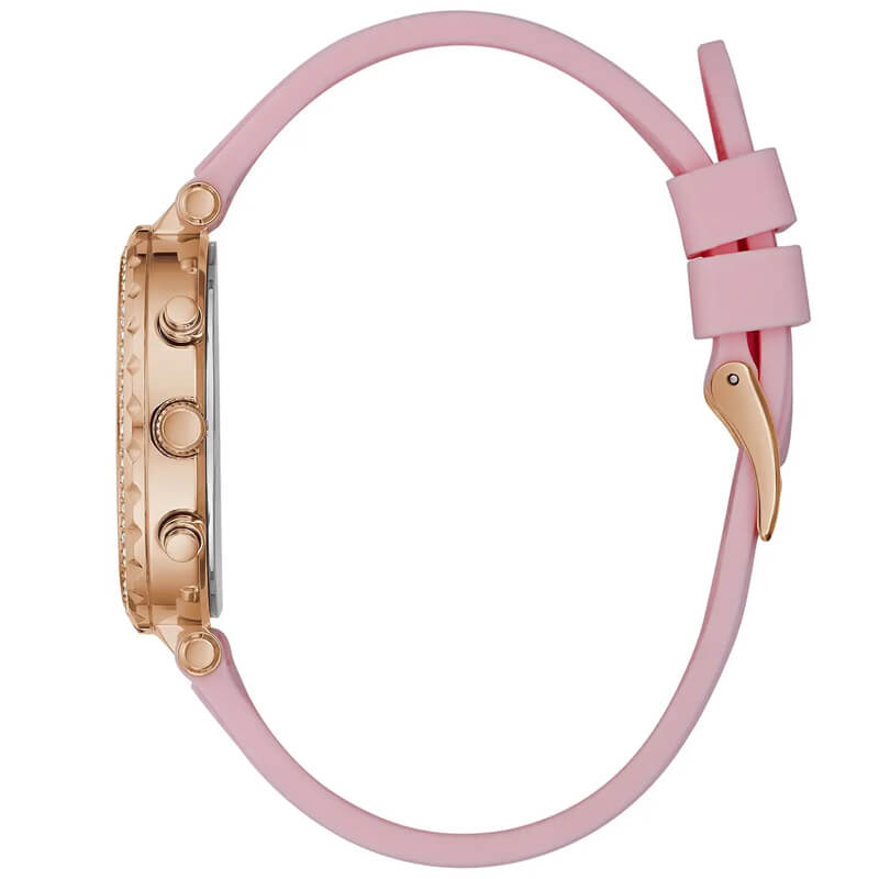 Guess Solstice Diamonds White Dial Pink Rubber Strap Watch For Women - GW0113L4 Buy Now By Guess
