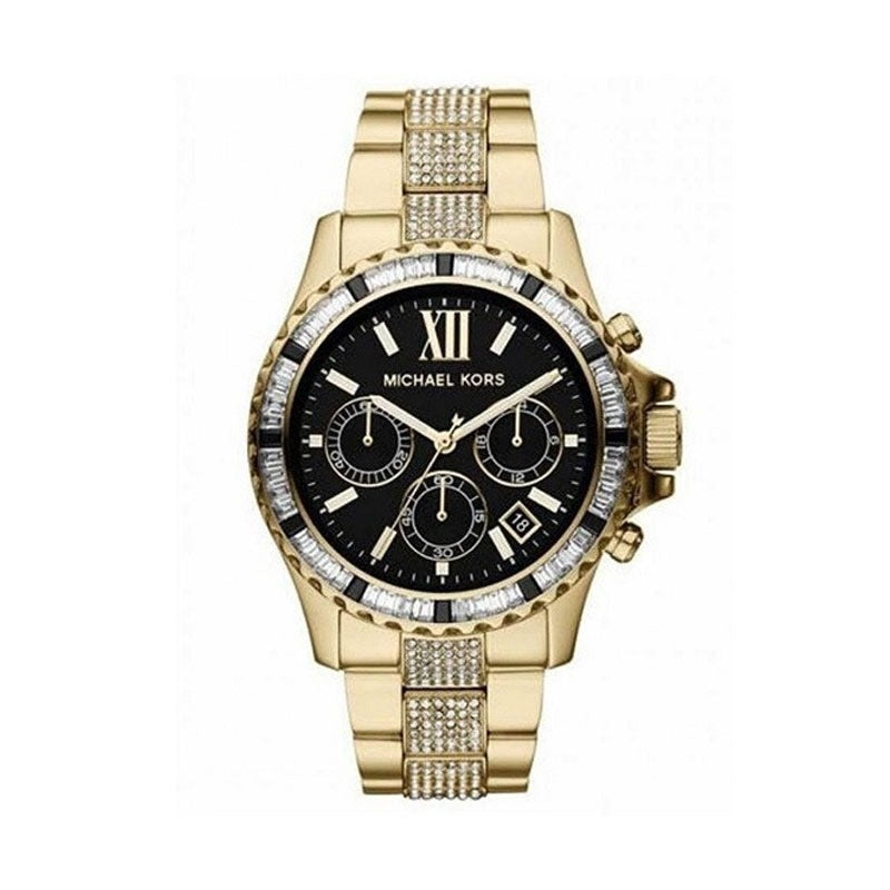 Michael Kors Everest Chronograph Black Dial Gold Steel Strap Watch For Women - MK5828 Buy Now By Michael Kors