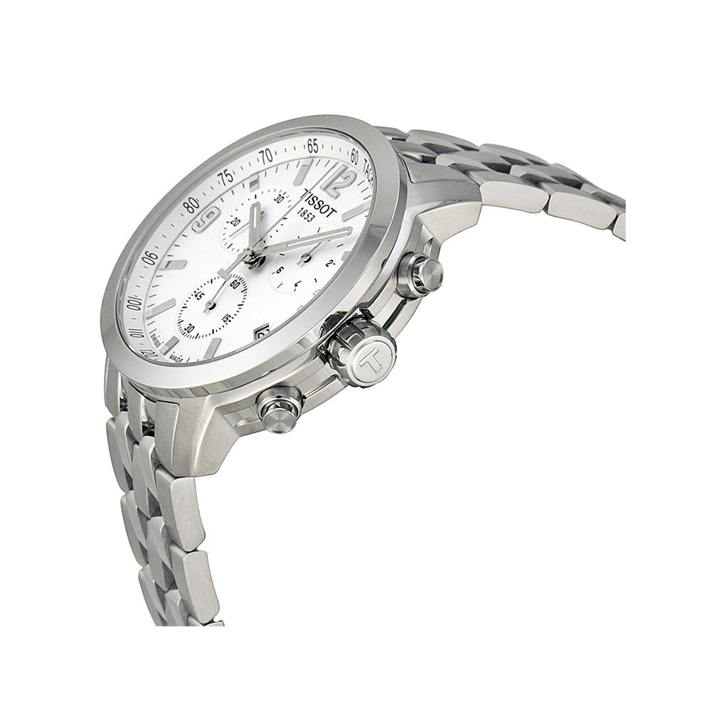 Tissot PRC 200 Chronograph White Dial Silver Steel Strap Watch For Men - T055.417.11.017.00 Buy Now By Tissot