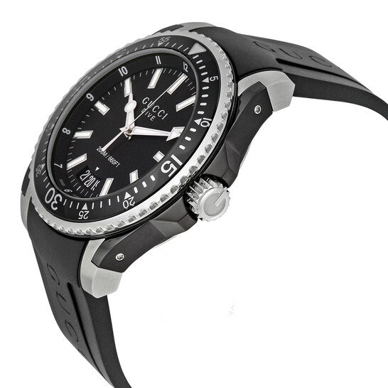 Gucci Dive Analog Quartz Black Dial Black Rubber Strap Watch For Men - YA136204 Buy Now By Gucci