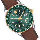 Versace Hellenyium Green Dial Brown Leather Strap Watch for Men - V11090017 Buy Now By Versace