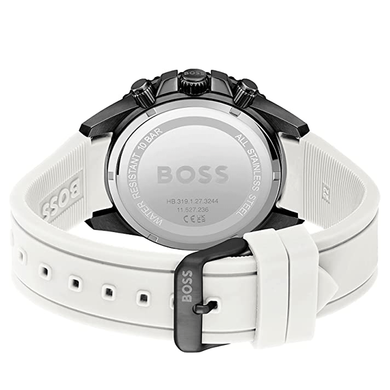 Hugo Boss Admiral Chronograph Black Dial White Rubber Strap Watch for Men - 1513966 Buy Now By Hugo Boss