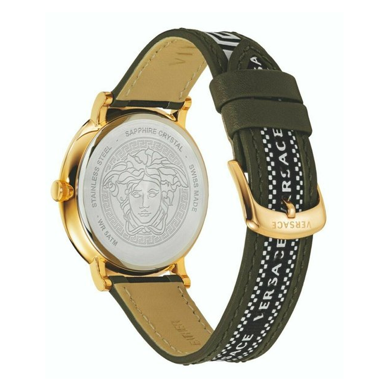 Versace V-Circle Quartz Green Dial Green Leather Strap Watch for Men - VEBQ01519 Buy Now By Versace