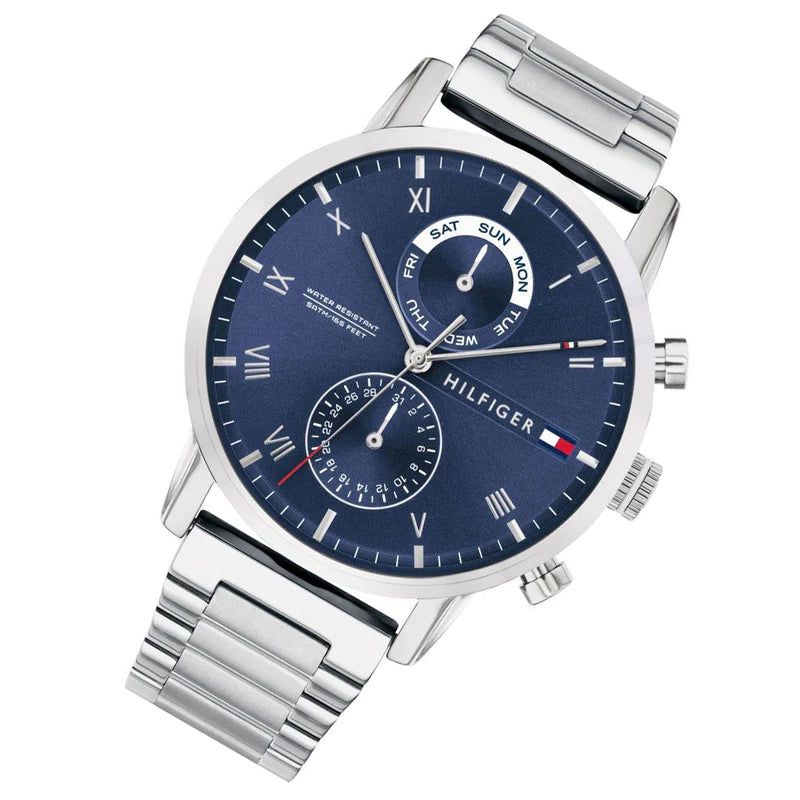Tommy Hilfiger Kane Blue Dial Silver Steel Strap Watch for Men - 1710401 Buy Now By Tommy Hilfiger