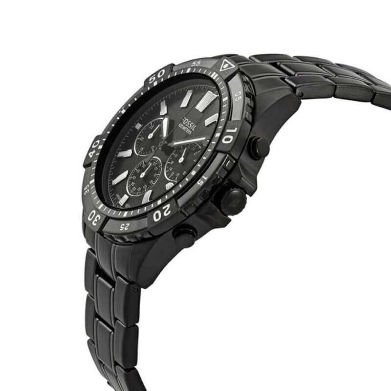 Fossil Garrett Chronograph Black Dial Black Steel Strap Watch for Men - FS5773 Buy Now By Fossil