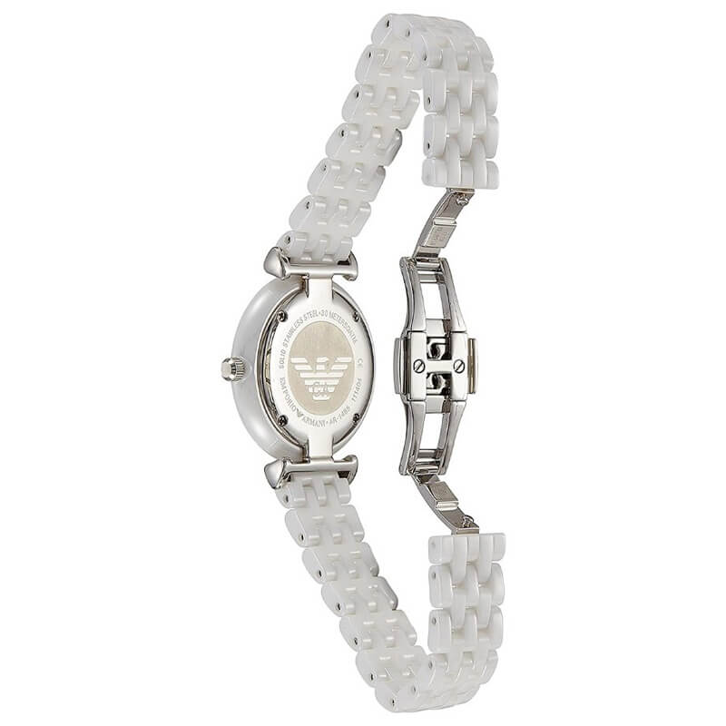 Emporio Armani Giannti T Bar Quartz Mother of Pearl Dial White Steel Strap Watch For Women - AR1485 Buy Now By Emporio Armani