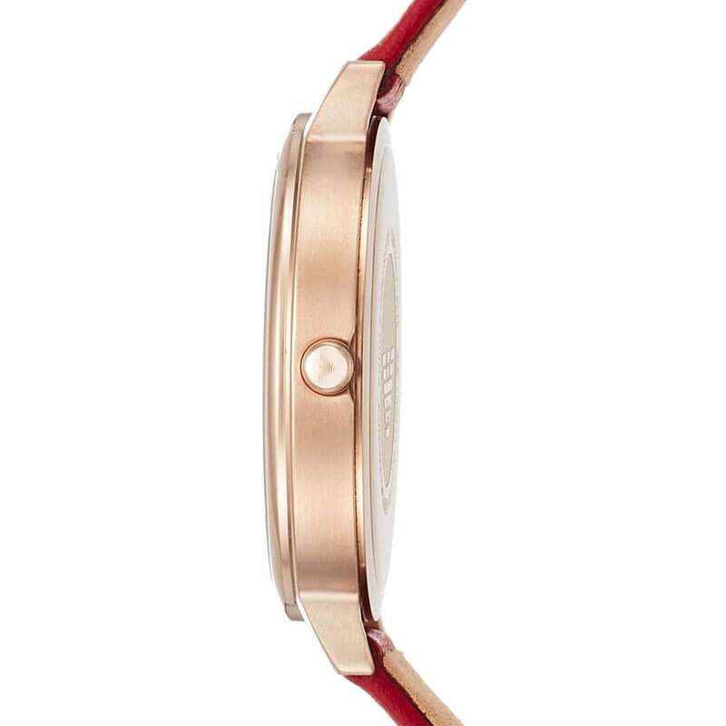 Emporio Armani Kappa Classic Quartz Silver Dial Red Leather Strap Watch For Women - AR11114 Buy Now By Emporio Armani