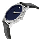 Movado Museum Blue Dial Black Leather Strap Watch For Men - 2100009 Buy Now By Movado