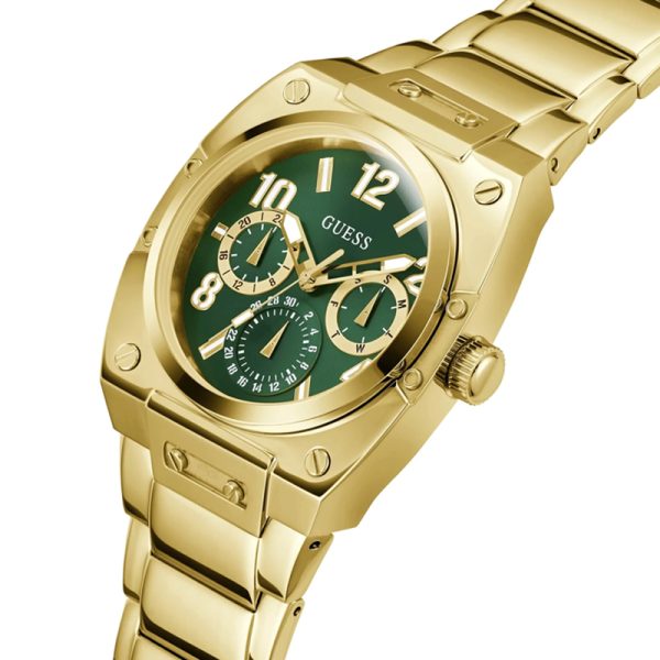 Guess Trend Analog Green Dial Gold Steel Strap Watch For Men - GW0624G2 Buy Now By Guess