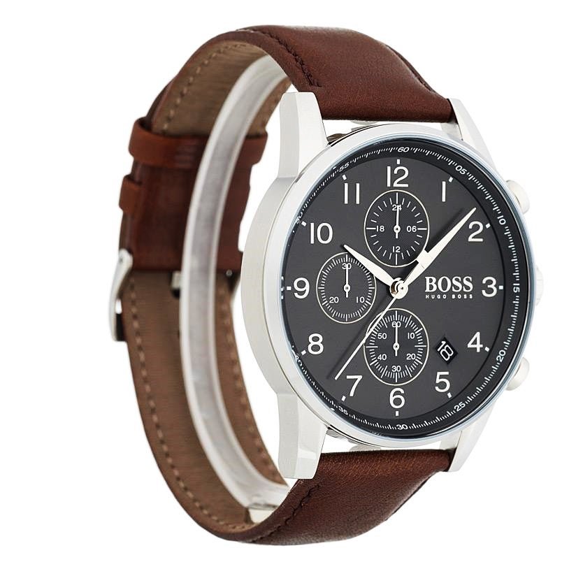 Hugo Boss Navigator Grey Dial Brown Leather Strap Watch for Men - 1513494 Buy Now By Hugo Boss
