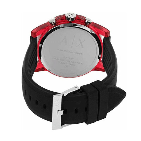 Armani Exchange Outerbanks Chronograph Black Dial Black Silicone Strap Watch For Men - AX1338 Buy Now By Armani Exchange