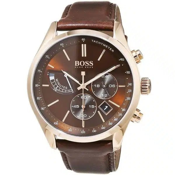 Hugo Boss Grand Prix Brown Dial Brown Leather Strap Watch for Men - 1513605 Buy Now By Hugo Boss