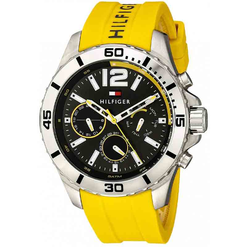 Tommy Hilfiger Sports Multifunction Black Dial Yellow Rubber Strap Watch for Men - 1791144 Buy Now By Tommy Hilfiger
