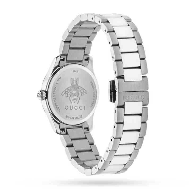 Gucci G Timeless Quartz Diamonds Black Dial Silver Steel Strap Watch For Women - YA1265024 Buy Now By Gucci