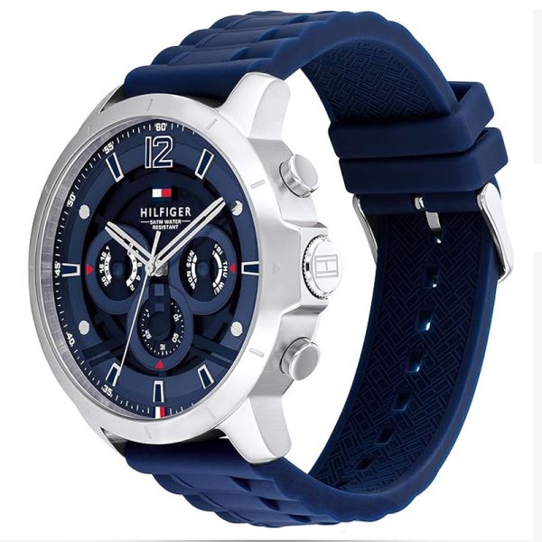 Tommy Hilfiger Luca Chronograph Blue Dial Blue Silicone Strap Watch For Men - 1710489 Buy Now By Tommy Hilfiger