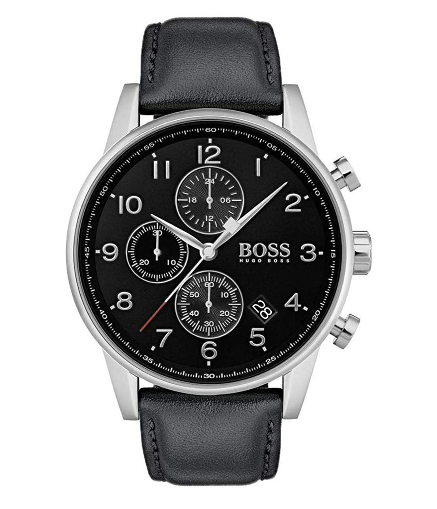 Hugo Boss Navigator Black Dial Black Leather Strap Watch for Men - 1513678 Buy Now By Hugo Boss