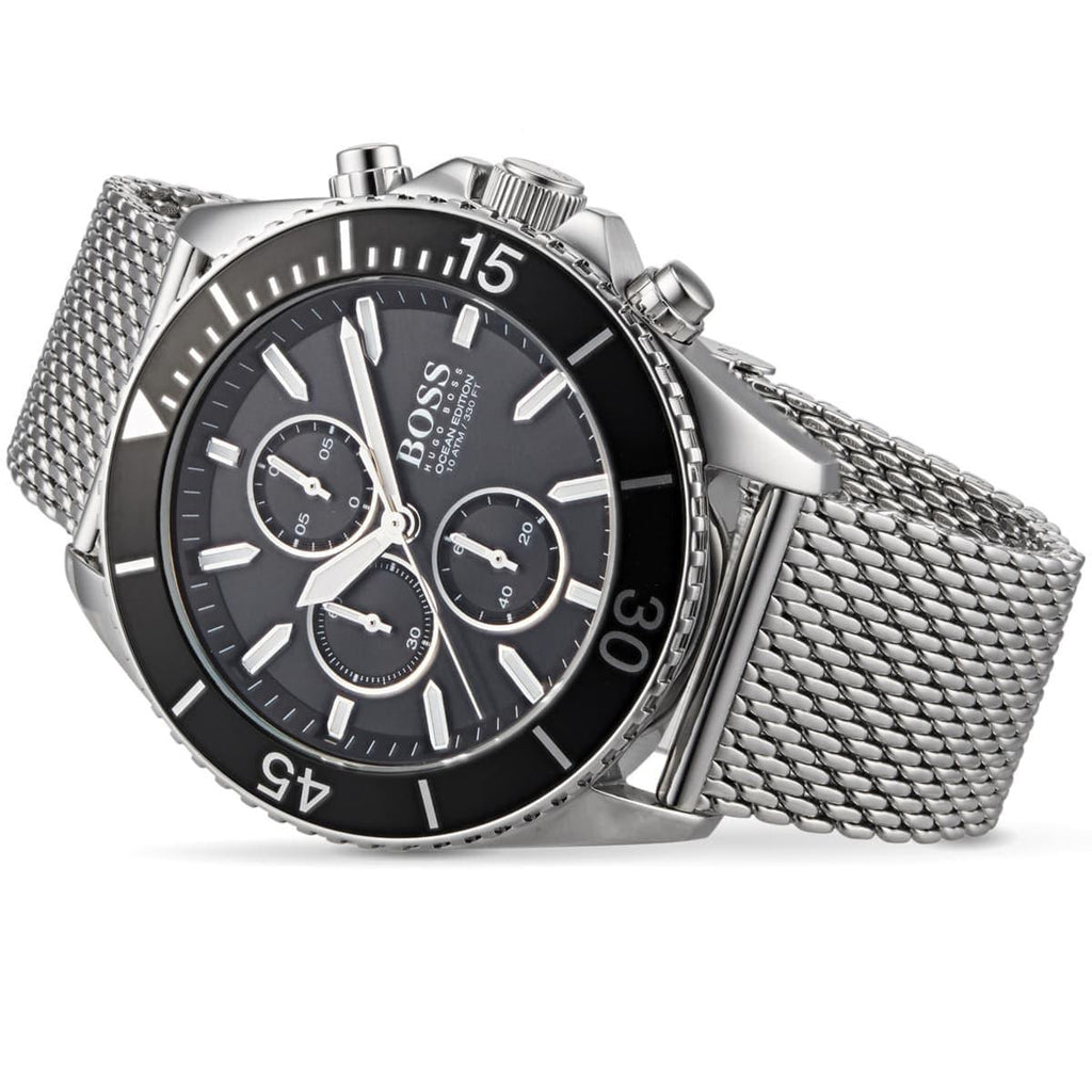 Hugo Boss Ocean Edition Black Dial Silver Mesh Bracelet Watch for Men - 1513701 Buy Now By Hugo Boss