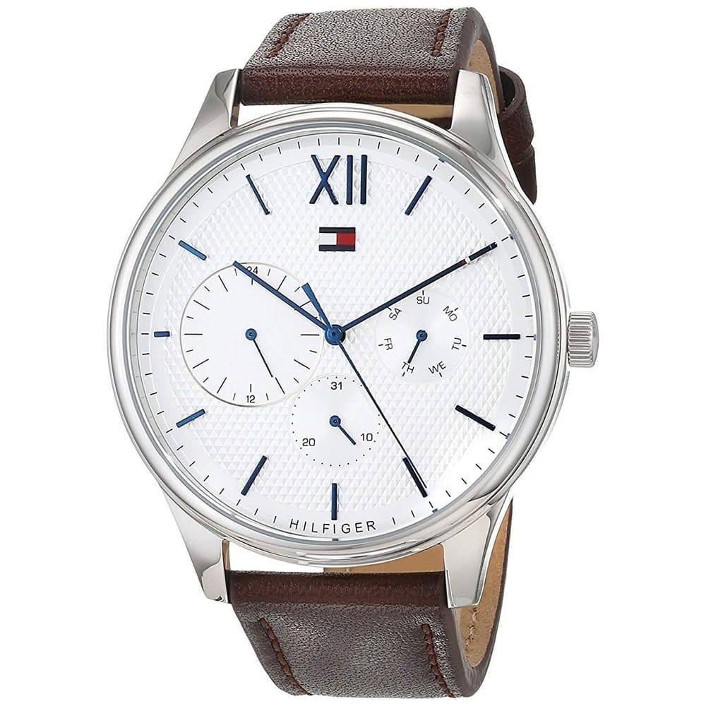 Tommy Hilfiger Damon Quartz White Dial Brown Leather Strap Watch for Men - 1791418 Buy Now By Tommy Hilfiger