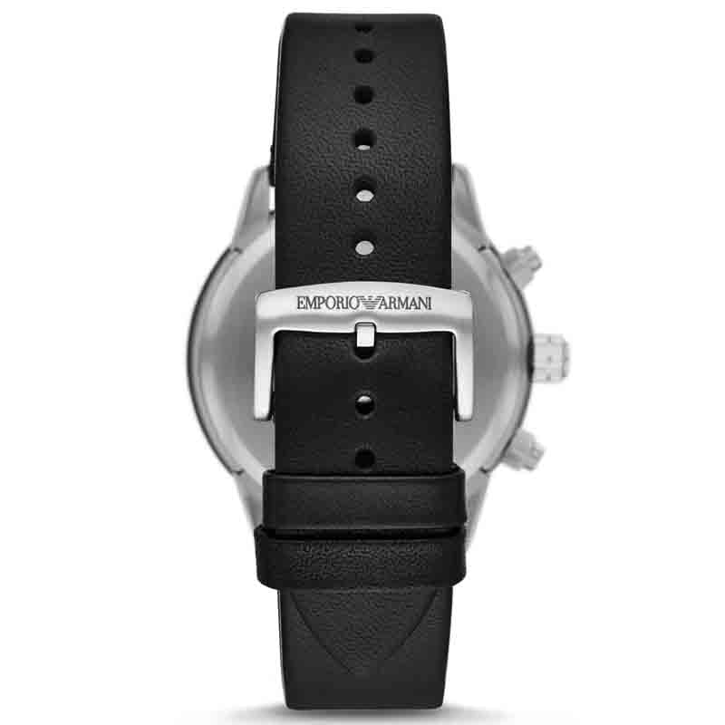 Emporio Armani Mario Chronograph Black Dial Black Leather Strap Watch For Men - AR11243 Buy Now By Emporio Armani