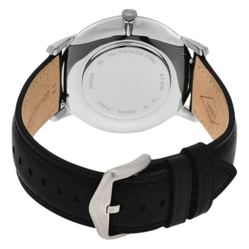 Fossil The Minimalist Three Hand Black Dial Black Leather Strap Watch for Men - FS5398 Buy Now By Fossil
