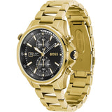 Hugo Boss Globetrotter Chronograph Black Dial Gold Steel Strap Watch for Men - 1513932 Buy Now By Hugo Boss