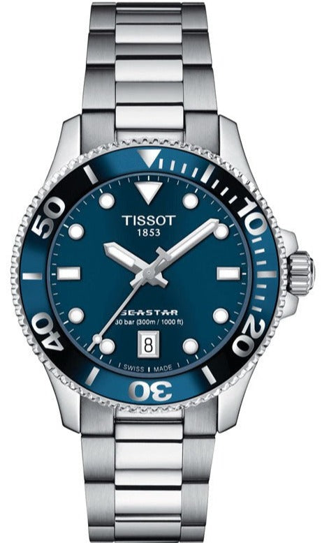 Tissot Seastar 1000 Lady Blue Dial Silver Steel Strap Watch For Women - T120.210.11.041.00 Buy Now By Tissot