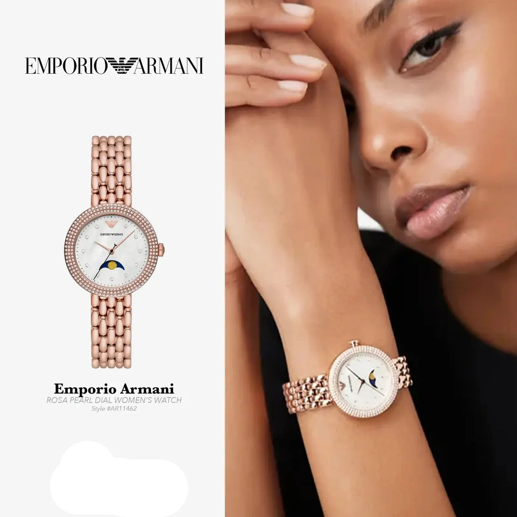 Emporio Armani Rosa Mother of Pearl Dial Rose Gold Steel Strap Watch For Women - AR11462 Buy Now By Emporio Armani