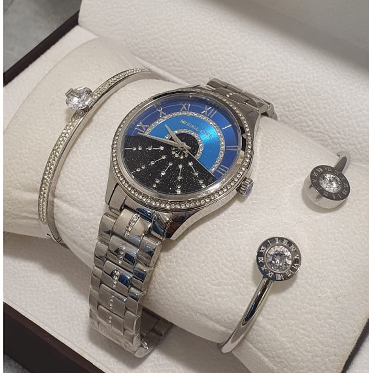 Michael Kors Lauryn Blue Dial Silver Steel Strap Watch for Women - MK3720 Buy Now By Michael Kors