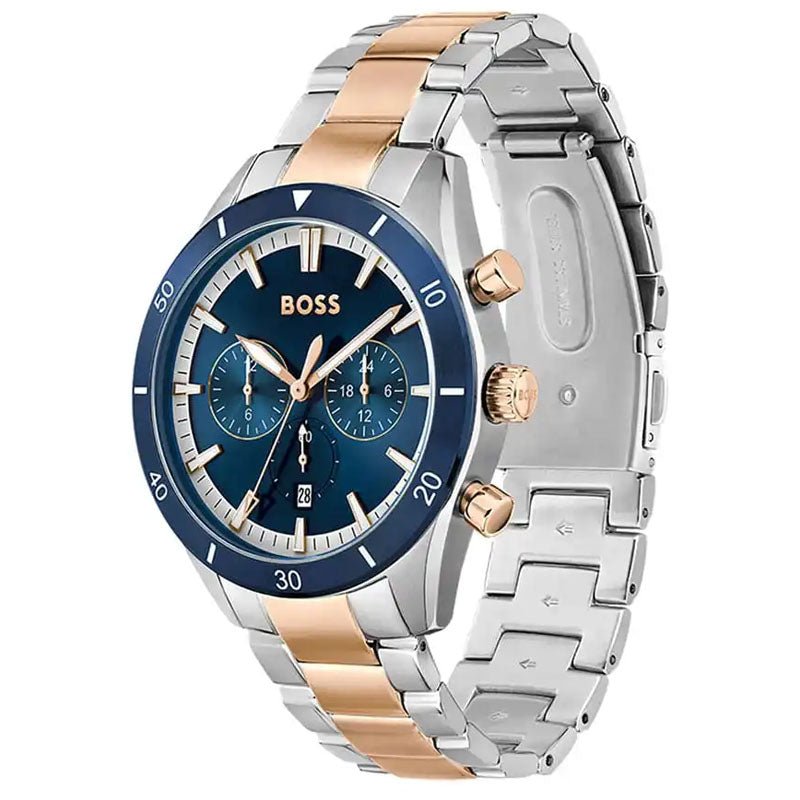 Hugo Boss Santiago Blue Dial Two Tone Steel Strap Watch for Men - 1513937 Buy Now By Hugo Boss