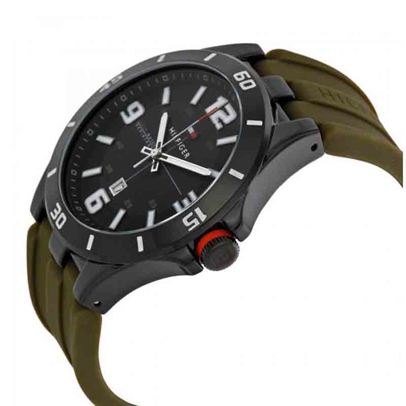 Tommy Hilfiger Drew Black Dial Green Rubber Strap Watch for Men - 1791065 Buy Now By Tommy Hilfiger