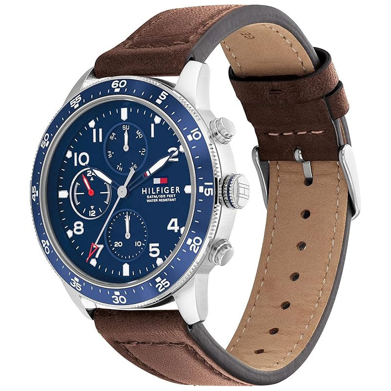 Tommy Hilfiger Jimmy Chronograph Quartz Blue Dial Brown Leather Strap Watch For Men - 1791946 Buy Now By Tommy Hilfiger