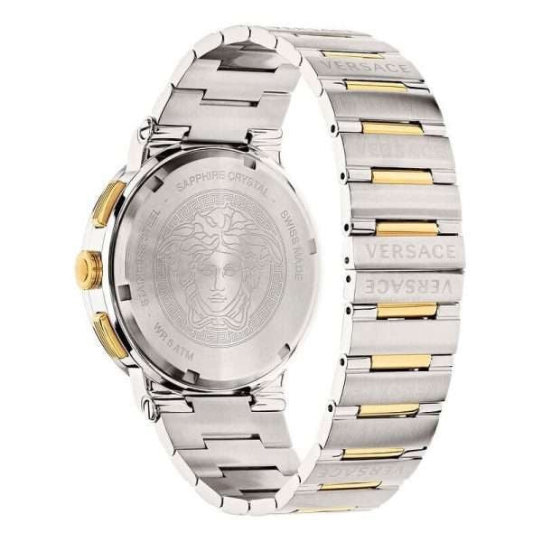 Versace Greca Chronograph White Dial Two Tone Steel Strap Watch For Men - VEZ900321 Buy Now By Versace