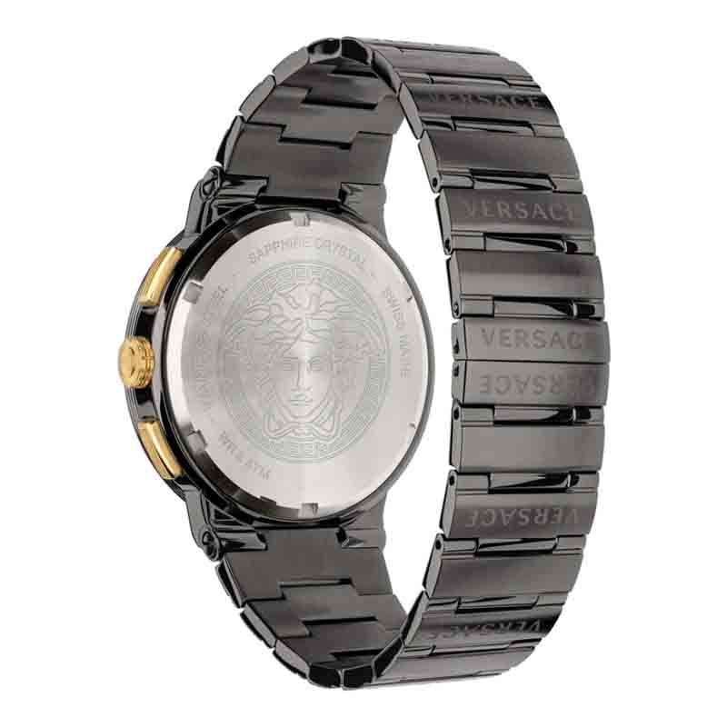 Versace Greca Icon Quartz Black Dial Black Steel Strap Watch For Men - VEZ900521 Buy Now By Versace