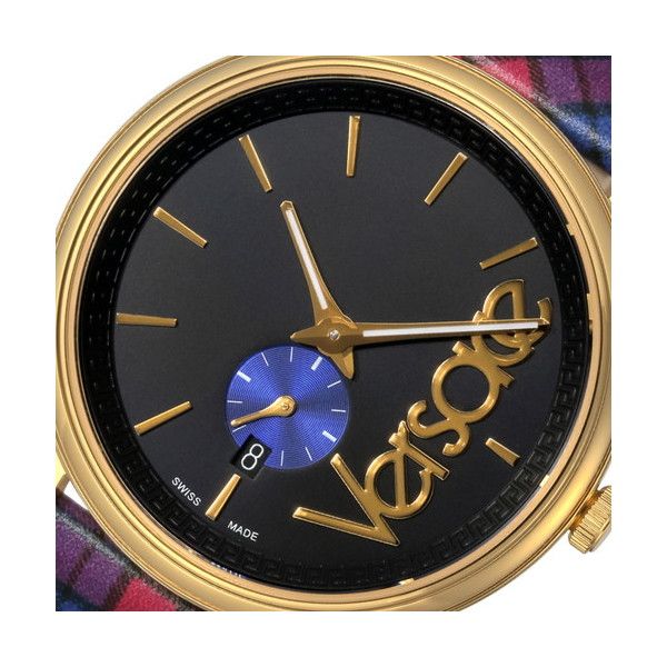 Versace V-Circle The Clans Edition Black Dial Red & Blue Leather Strap Watch for Women - VEBQ00218 Buy Now By Versace