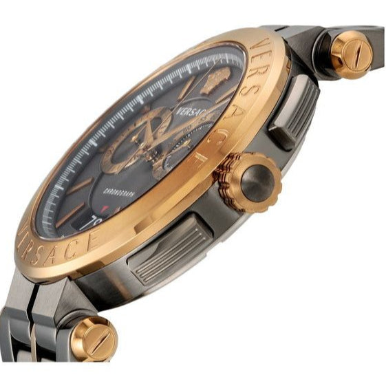 Versace Aion Chronograph Black Dial Grey Steel Strap Watch for Men - VBR050017 Buy Now By Versace