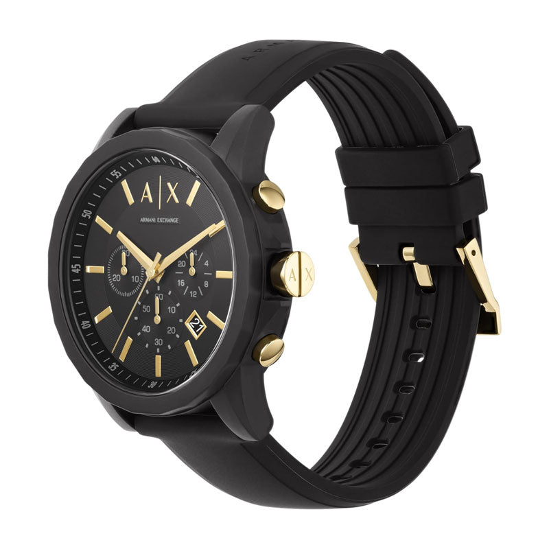 Armani Exchange Outerbanks Chronograph Black Dial Black Steel Strap Watch For Men - AX7105 Buy Now By Armani Exchange