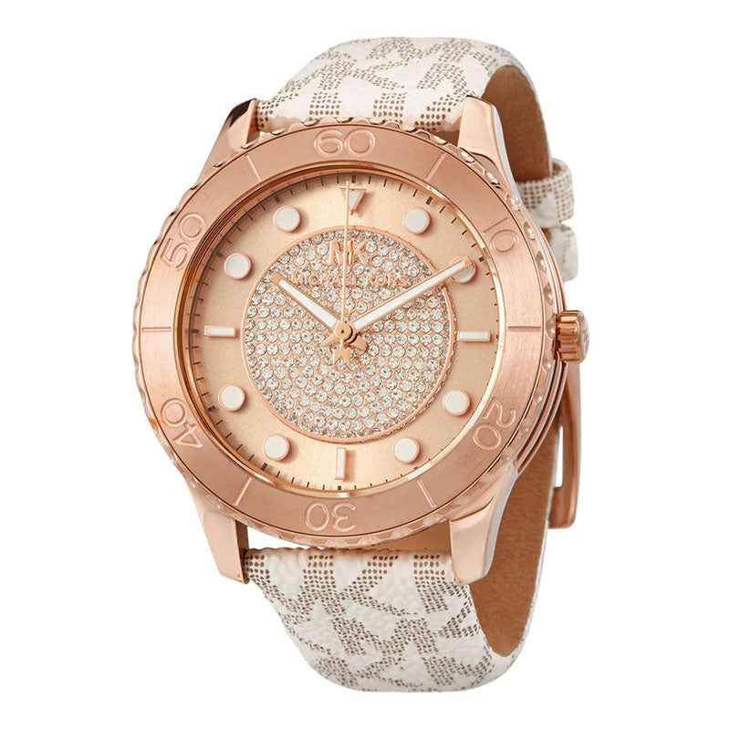 Michael Kors Runway Quartz Rose Gold Dial White Leather Strap Watch For Women - MK6980 Buy Now By Michael Kors