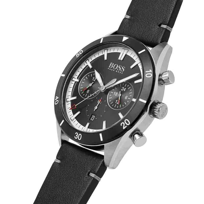 Hugo Boss Chronograph Black Dial Black Leather Strap Watch for Men - 1513864 Buy Now By Hugo Boss
