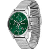 Hugo Boss Skymaster Green Dial Silver Mesh Bracelet Watch for Men - 1513938 Buy Now By Hugo Boss