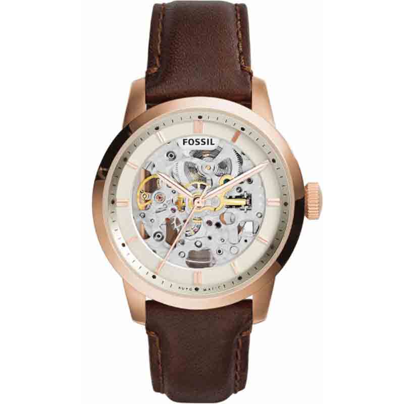 Fossil Townsman Automatic Skeleton White Dial Brown Leather Strap Watch for Men - ME3078 Buy Now By Fossil