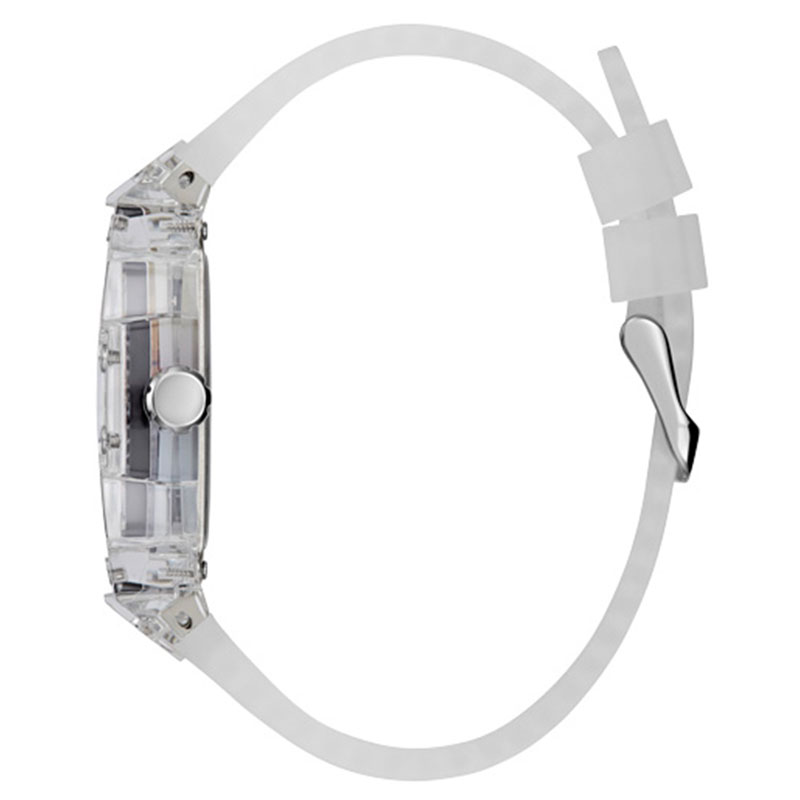 Guess Phoenix Polycarbonate Clear Multi-function Black Dial Clear Rubber Strap Watch for Men - GW0499G3 Buy Now By Guess