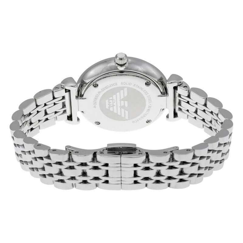 Emporio Armani Gianni T Bar Mother of Pearl Dial Silver Steel Strap Watch For Women - AR1688 Buy Now By Emporio Armani