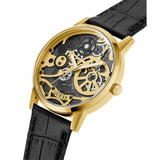 Guess Gadget Gold Dial Black Leather Strap Watch for Men - GW0570G1 Buy Now By Guess
