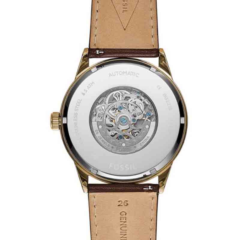 Fossil Flynn Twist Mechanical White Dial Brown Leather Strap Watch for Men - BQ2218 Buy Now By Fossil