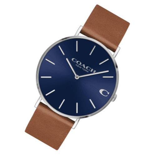 Coach Charles Blue Dial Brown Leather Strap Watch for Men - 14602151 Buy Now By Coach