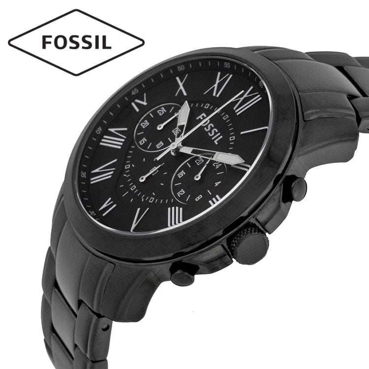 Fossil Grant Chronograph Black Dial Black Steel Strap Watch for Men - FS4832 Buy Now By Fossil