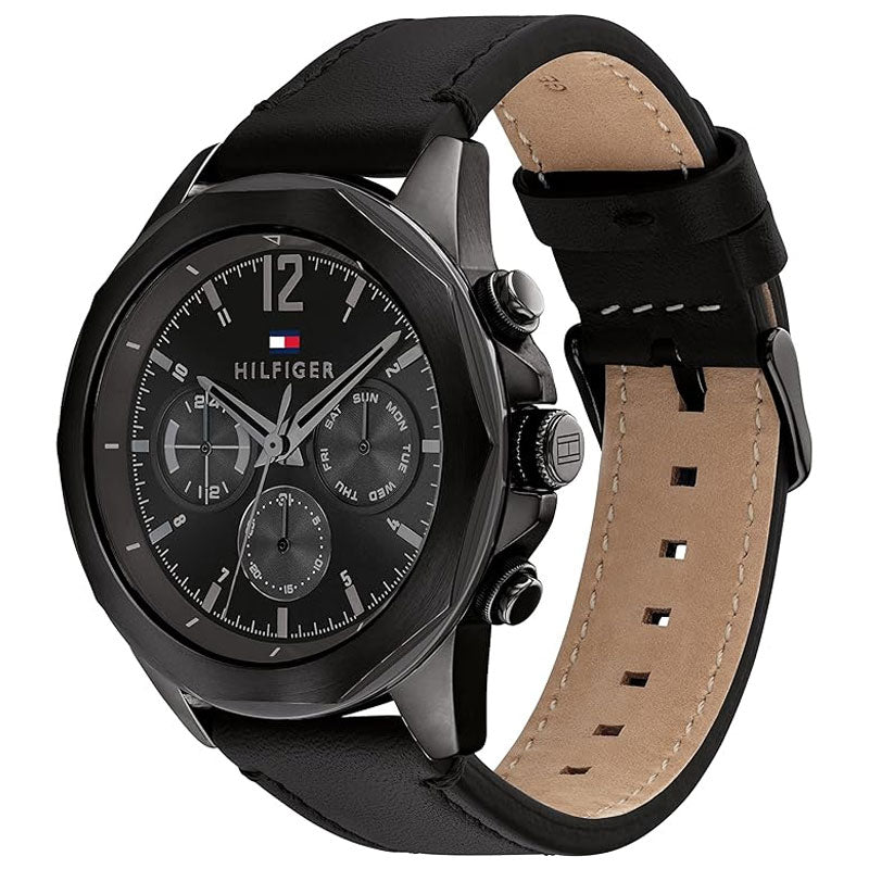Tommy Hilfiger Lars Chronograph Black Dial Black Leather Strap Watch For Men - 1792062 Buy Now By Tommy Hilfiger